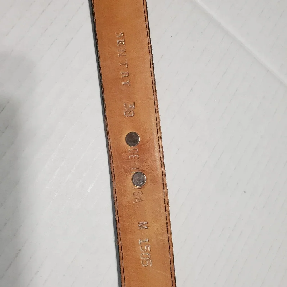 Sentry Vintage Studded Brown Genuine Leather Golf Belt Men's Size 38 No‎ Buckle